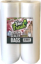 Vac Fresh Food Vacuum Sealer Rolls, 11" x 50', 2 Rolls, 3.5mil, Embossed Food...