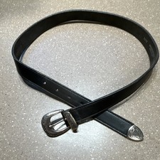 Western Black Genuine Leather 5671 Silver Belt Buckle Accents