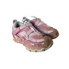 Skechers Baby Girls Size 5 Pink White Hook Loop Sneakers Activewear