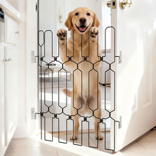 Retractable Dog Gate - Sturdy Metal Barrier for Doorways Stairs