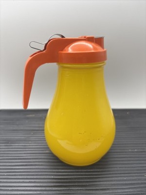 Very Rare Yellow With Orange Plastic Top Syrup Server By Gemco 60s-70s