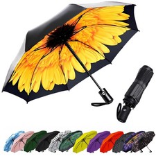 Compact Travel Umbrella - Windproof Auto Open/Close, Small Folding Umbrella f...