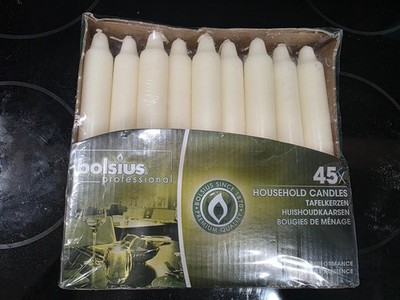 Bolsius Ivory Household Candles Bulk Pack 45 Count Unscented Dripless 7 Inch
