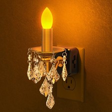 Candle Night Lights Plug into Wall, LED Amber Night Light with Dusk to Dawn S...