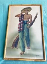 Vintage Mexican Lithograph by Telo Old Mexico gay interest