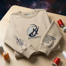 Artemis II Embroidered Sweatshirt, N SA Space Mission Lunar Exploration Crew