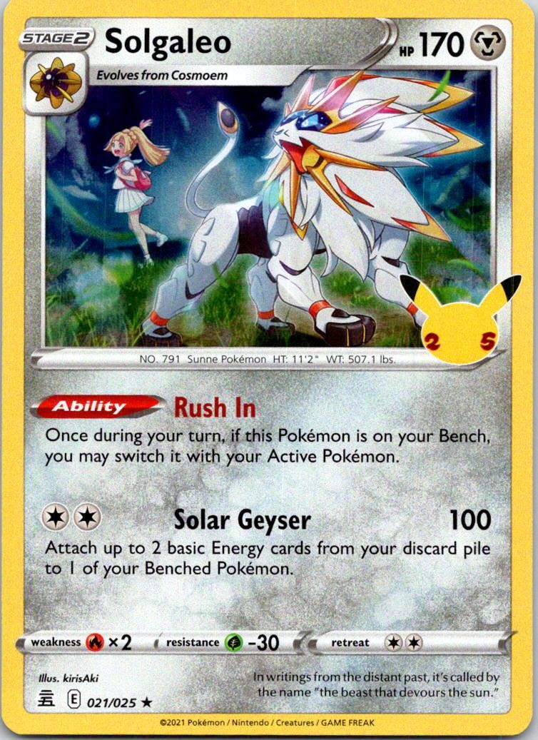 Solgaleo 021/025 Holo Rare Celebrations Pokemon Near Mint