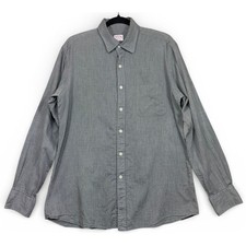 Hamilton Shirt Co Shirt Mens Large Gray Herringbone Button Down USA Made Casual