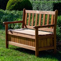 Massive Gartenbank Mit Stauraum Truhenbank Sitzbank 2Er Holzbank Kiefer Braun