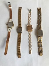 Montre Femme Vintage - Rond Or Jaune, Cadran Blanc, Mouvement Quartz (Batterie Neuve)