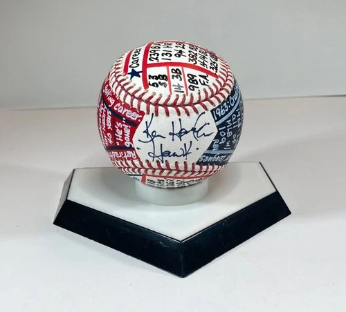 Ken "Hawk" Harrelson Signed OAL Baseball, VCBC SuperStats, Hand Painted, JSA