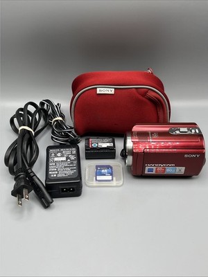 Sony Handycam DCR-SR68 Red Video Digital Camcorder 60x Zoom Bundle Tested