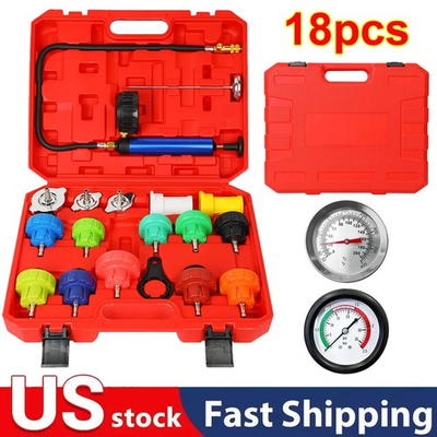 #ad #ad 18pcs Universal Radiator Pressure Tester Kit Coolant Vacuum Type Cooling System $36.98
