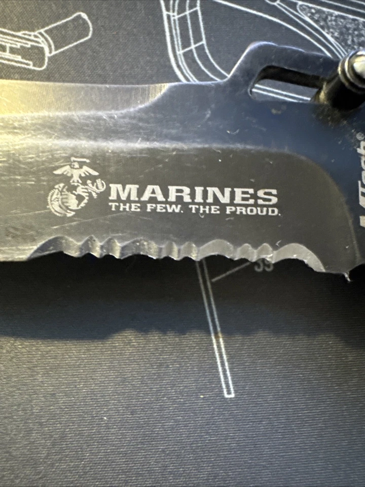 NAVAJA DE BOLSILLO PLEGABLE MTECH USMC MARINES Rescate táctico asistido con resorte abierta 9 Foto 4 de 4