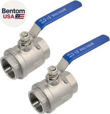 2Pcs 316 Stainless Steel 1.5" Full Port Ball Valve with Heavy Duty Blue Vinyl In