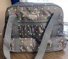 Large Gray Polka Dot Nylon Baby Diaper Bag-Inner/Outer Pockets-Girls On Run Logo