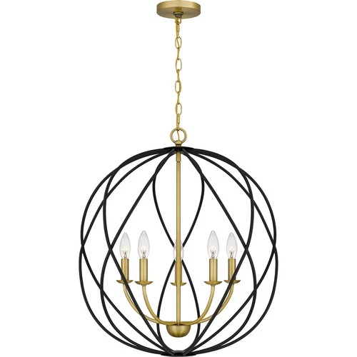 Aged Brass Five Light Pendant from the Bryn Collection - Picture 1 of 7
