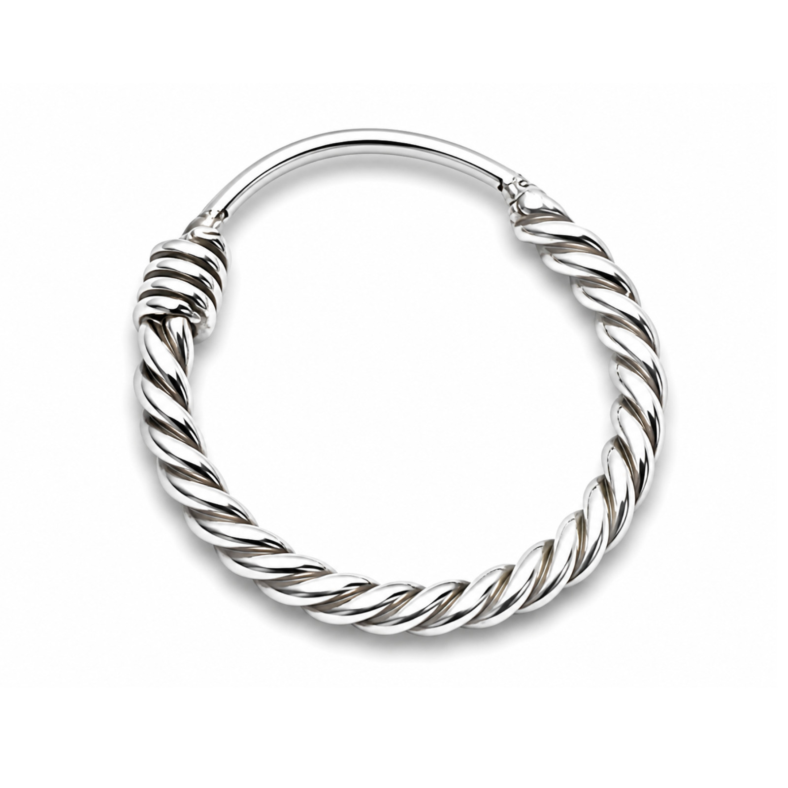 9ct White Gold Nose Hoop 22G 8mm Twisted Ring Piercing 375 Real Gold