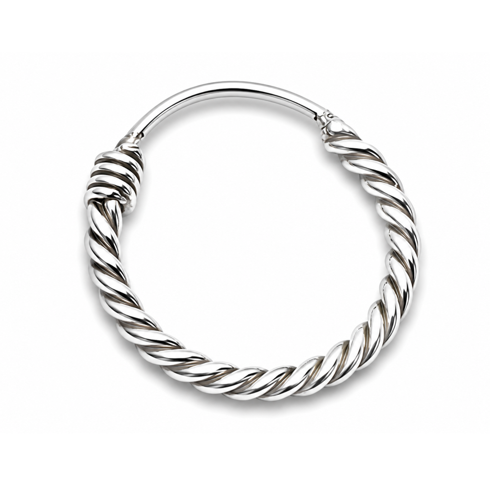 9ct White Gold Nose Hoop 22G 8mm Twisted Ring Piercing 375 Real Gold