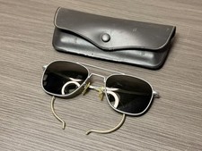 Vintage American Optical 6-1/2 AO Silver Military Pilot Aviator Sunglasses