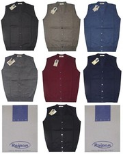 MAGLIA UOMO lana merino smanicata 46 48 50 52 54 56 58 60 gilet aperto bottoni 