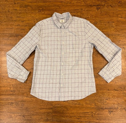 Marine Layer Gray Plaid Casual Outdoor Long Sleeve Button Up Flannel Men's Large - Picture 2 of 9