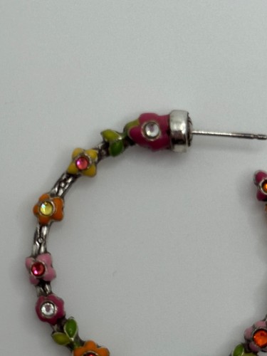 Brighton Flower Child Enamel Crystal Hoop Earrings Retired - Picture 5 of 18