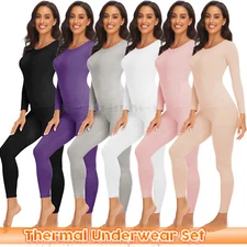 Women's Soft Thermal Underwear Underwear Set Long Johns Top & Bottom Base Layer