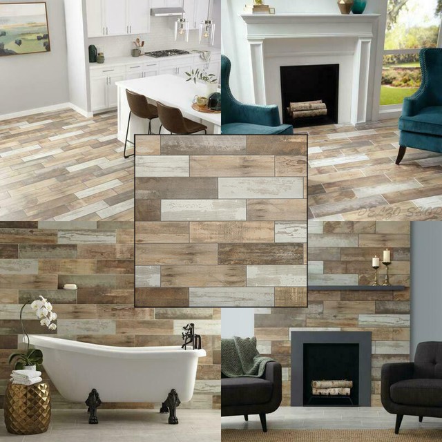 6x24 In Porcelain Floor Wood Look Tile Bathroom Wall Kitchen