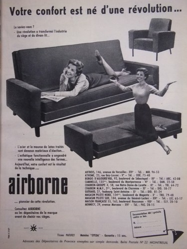 PUBLICITÉ 1957 SIÈGES