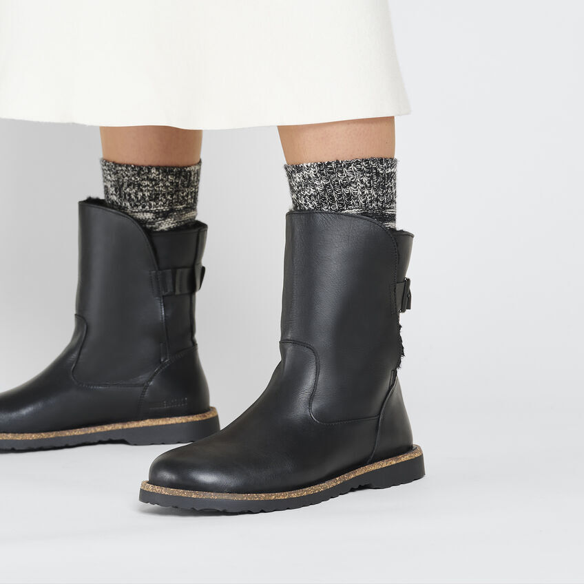 BIRKENSTOCK UPPSALA SHEARLING WOMEN BLACK BIKER CON PELO