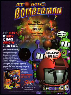 ATOMIC BOMBERMAN__Original 1997 print AD / PC game promo__