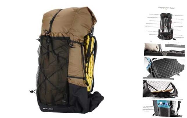 3FULGEAR QiDian 56L Lightweight Hiking Backpack for Men & Women in Khaki 40+16L Expandable
