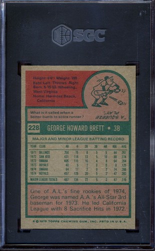 1975 Topps #228 George Brett SGC 4 VG-EX *Kansas City Royals* - Foto 2 di 2