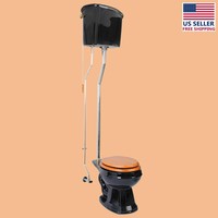 Black High Tank Toilet, Round Bowl, Chrome L-pipe |renovator's Supply on sale Black High Tank Toilet, Round Bowl, Chrome L-pipe |renovator's Supply on sale