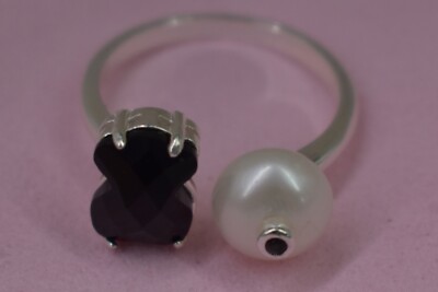 Silver Tous  Erma Ring with onyx, pearl and spinels 925 Sterling Silver