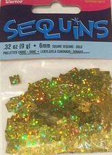 Darice Economy Craft Square Sequins 6mm Gold Hologram Metallic Pk/600