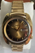 VINTAGE MEN'S BULOVA ACCUTRON 218 WRIST WATCH KEEPING TIME 2 TONE DIAL
