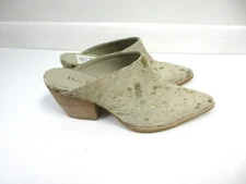 Leather Calf Hair Heels Diego De Lucca Camelo Ivory Gold Mule Size 7.5 NEW