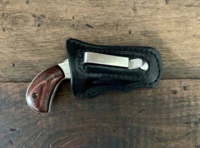 LOST RIVER LEATHER NAA 22 Mag Blk Leather Holster 1 1/8 in Barrel Form Fitted With Belt/Pocket Clip