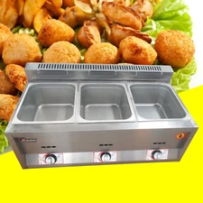 18L Stainless Steel Commercial Countertop 3 Gas Fryer Deep Fryer Propane(LPG) NG