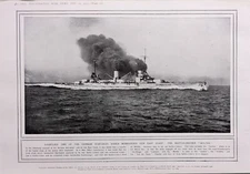 1914 WWI WW1 PRINT GERMAN WAR SHIP BATTLE CRUISER MOLTKE