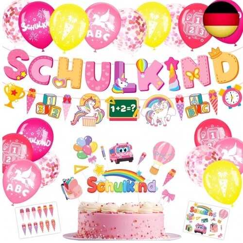 Elidepe Einschulung Mädchen, Einschulung Deko, Rosa Einhorn Schulanfang Deko - Bild 1 von 13