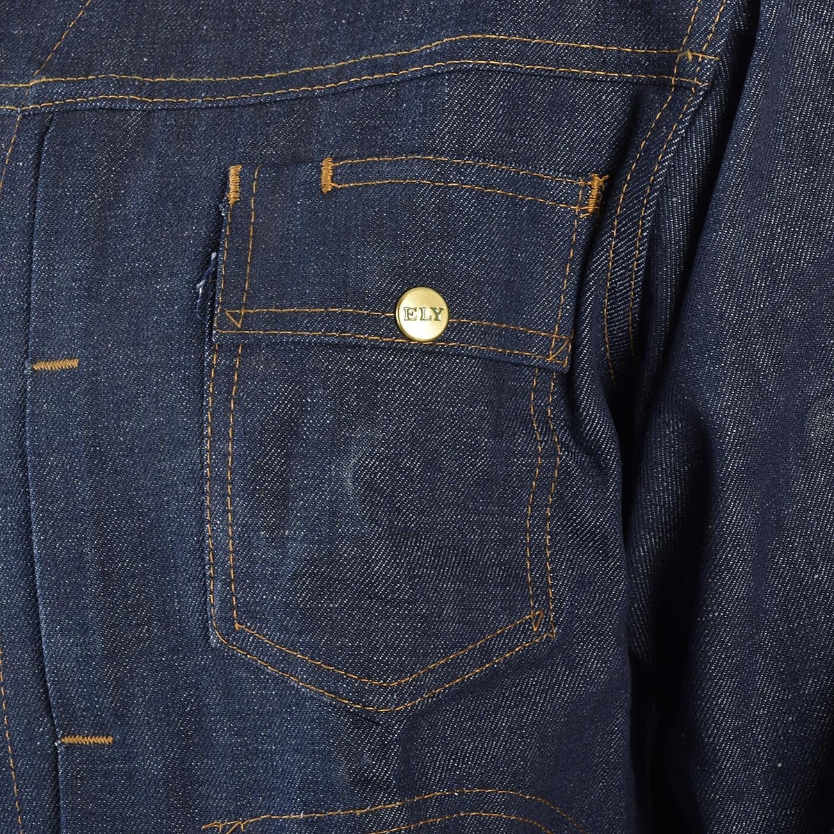 44 Mens NOS VTG 70s Selvedge Indigo Denim Jean Jacket Snap Front