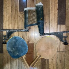 Vintage Ping Pong Table Net/Clamps and 2 Paddles