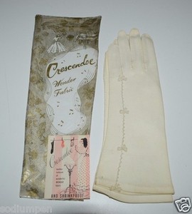 Amazing Vintag 40's Crescendoe 10" Size 6 Elbow Opera Ivory White Gloves Ribbon