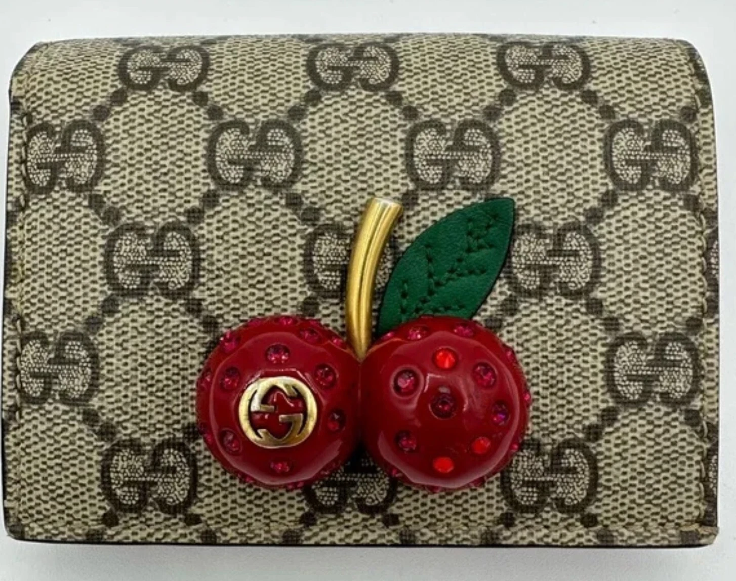 Portefeuille compact Gucci GG Supreme Cherry