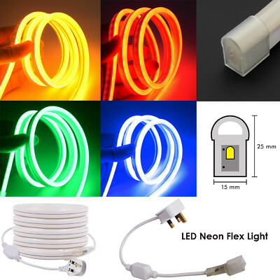 220V LED Neon Flex Seil Lichtleiste Schild Außen Wasserfest 15 x 25mm Lichter