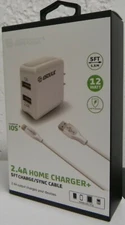 Esoulk iOS  White Dual Port  1A and 2.4A 100V-240V ipad  Wall Charger 5FT 