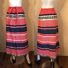 Vintage 1960  s 70  s mod NOVELTY print Maxi SKIRT M